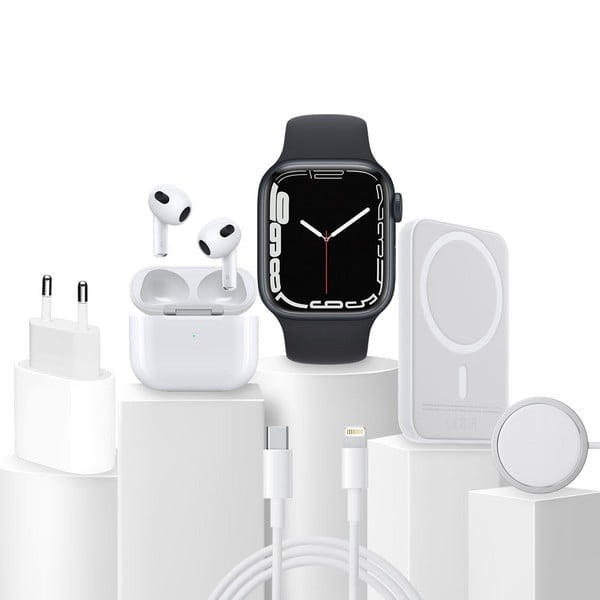6 in 1 Smartwatch Kit (Smartwatch + Earbuds + Charger + Adapter + Base + Magnetic Charger)